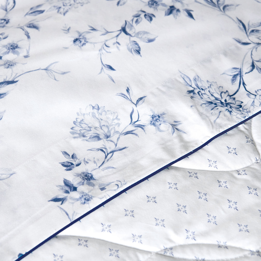 Malacca Blue on White Flat Sheet Flat Sheet By Anne de Solène