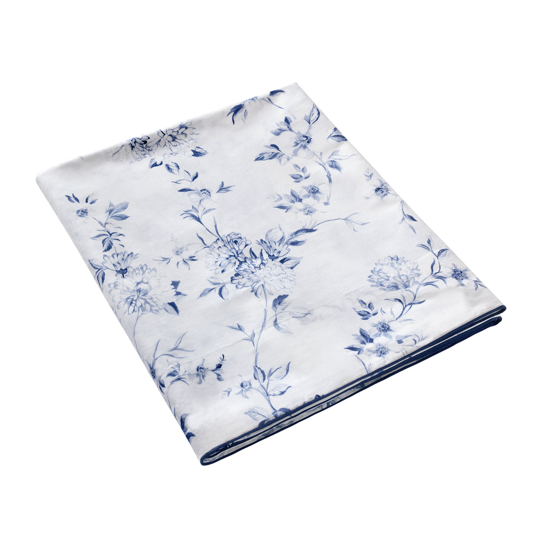 Malacca Blue on White Flat Sheet Flat Sheet By Anne de Solène