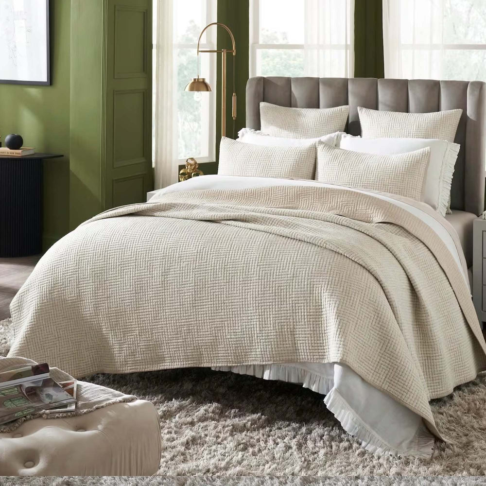 Maze Geometric Linen Coverlet Coverlet By Orchids Lux Home