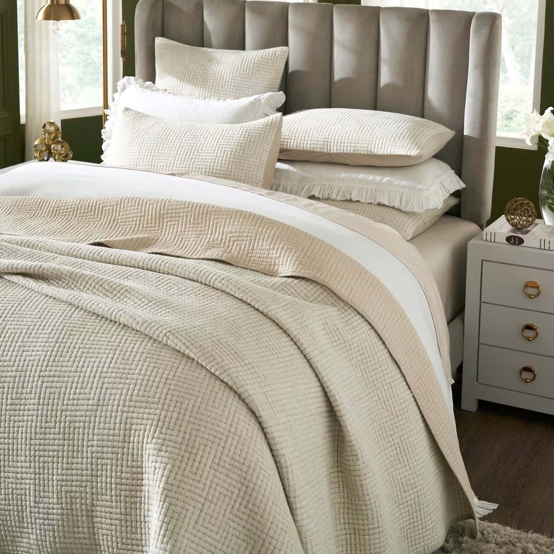 Maze Geometric Linen Coverlet Coverlet By Orchids Lux Home