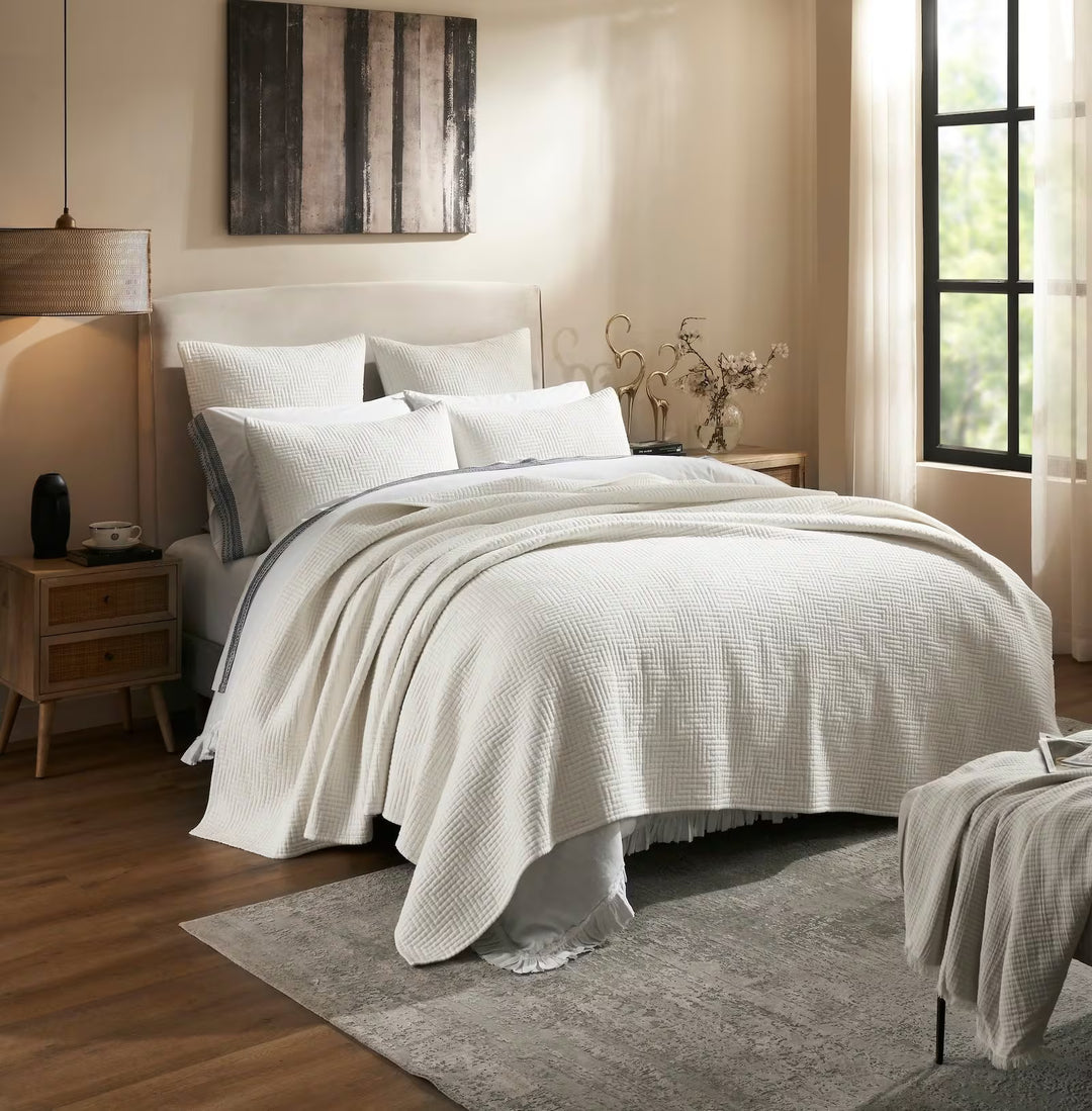 Maze Geometric Linen Coverlet Coverlet By Orchids Lux Home