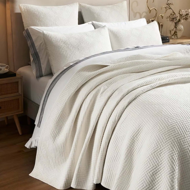 Maze Geometric Linen Coverlet Coverlet By Orchids Lux Home