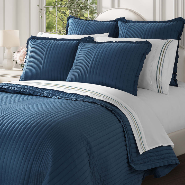 Meadow Dark Blue 3 Piece Quilt Set