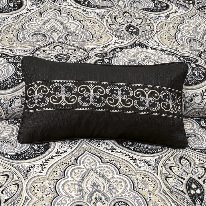 Messina Black Boudoir Decorative Throw Pillow 22" x 12" Throw Pillows By J. Queen New York