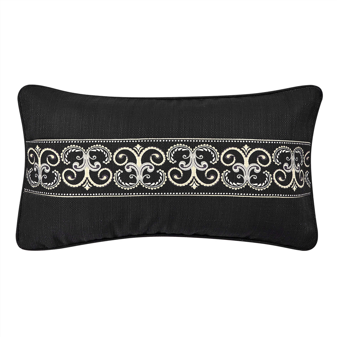 Messina Black Boudoir Decorative Throw Pillow 22" x 12" Throw Pillows By J. Queen New York