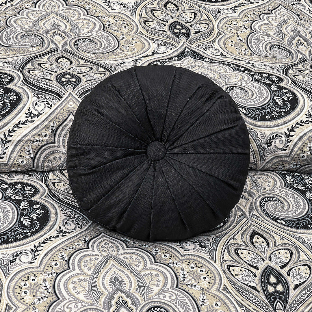 Messina Black Round Decorative Throw Pillow 15" x 15" Throw Pillows By J. Queen New York