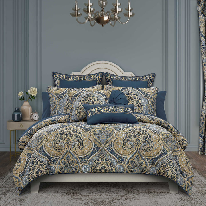 Messina Navy 3 Piece Comforter Set Comforter Sets By J. Queen New York