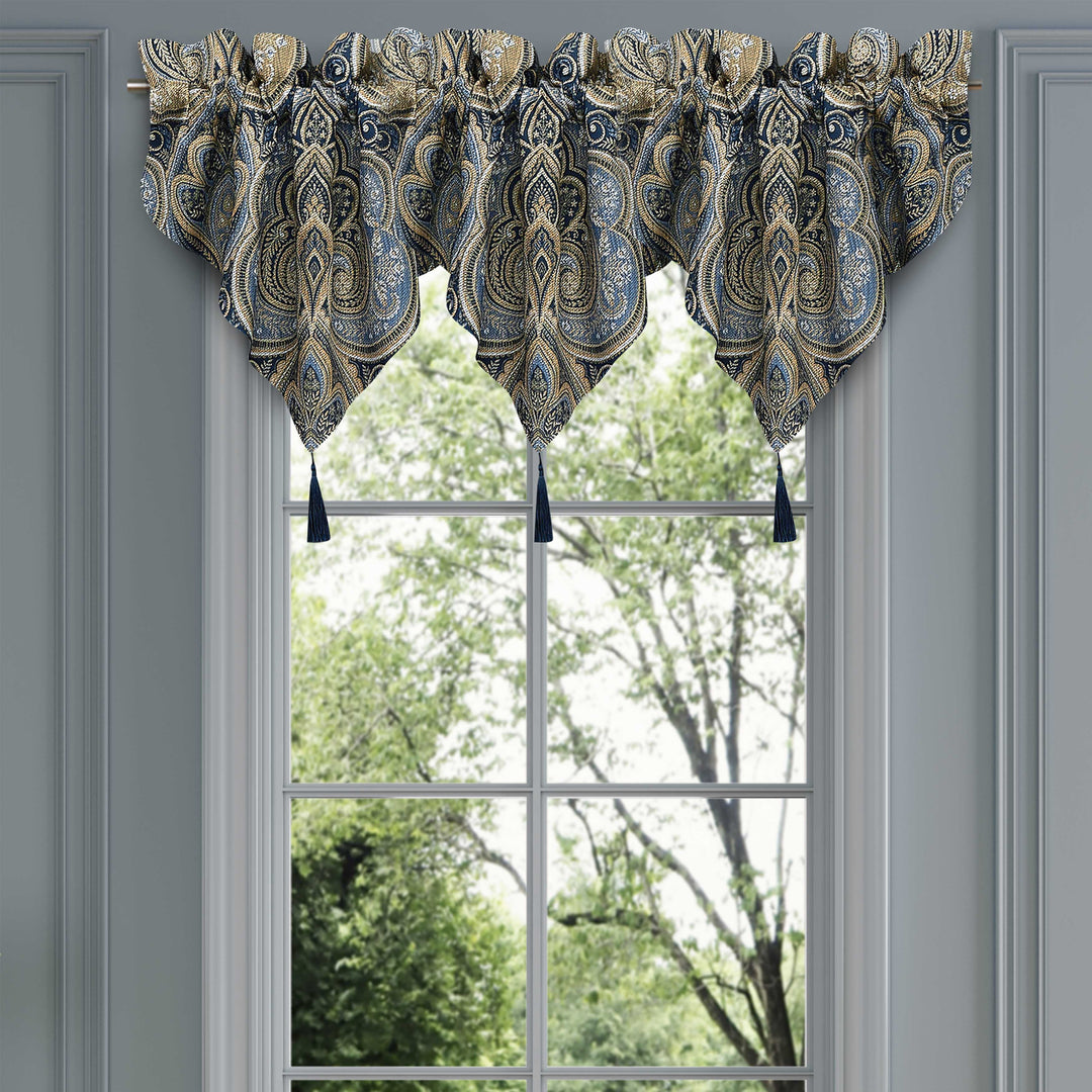 Messina Navy Ascot Window Valance Window Valances By J. Queen New York