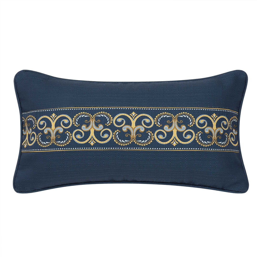 Messina Navy Boudoir Decorative Throw Pillow 22" x 12" Throw Pillows By J. Queen New York