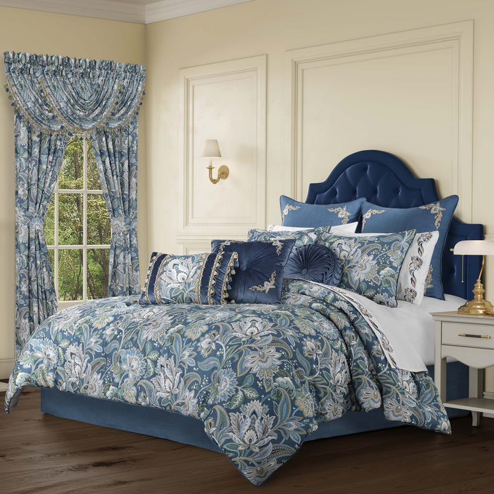 Michaela Prussian Navy 4 Piece Comforter Set Comforter Sets By J. Queen New York