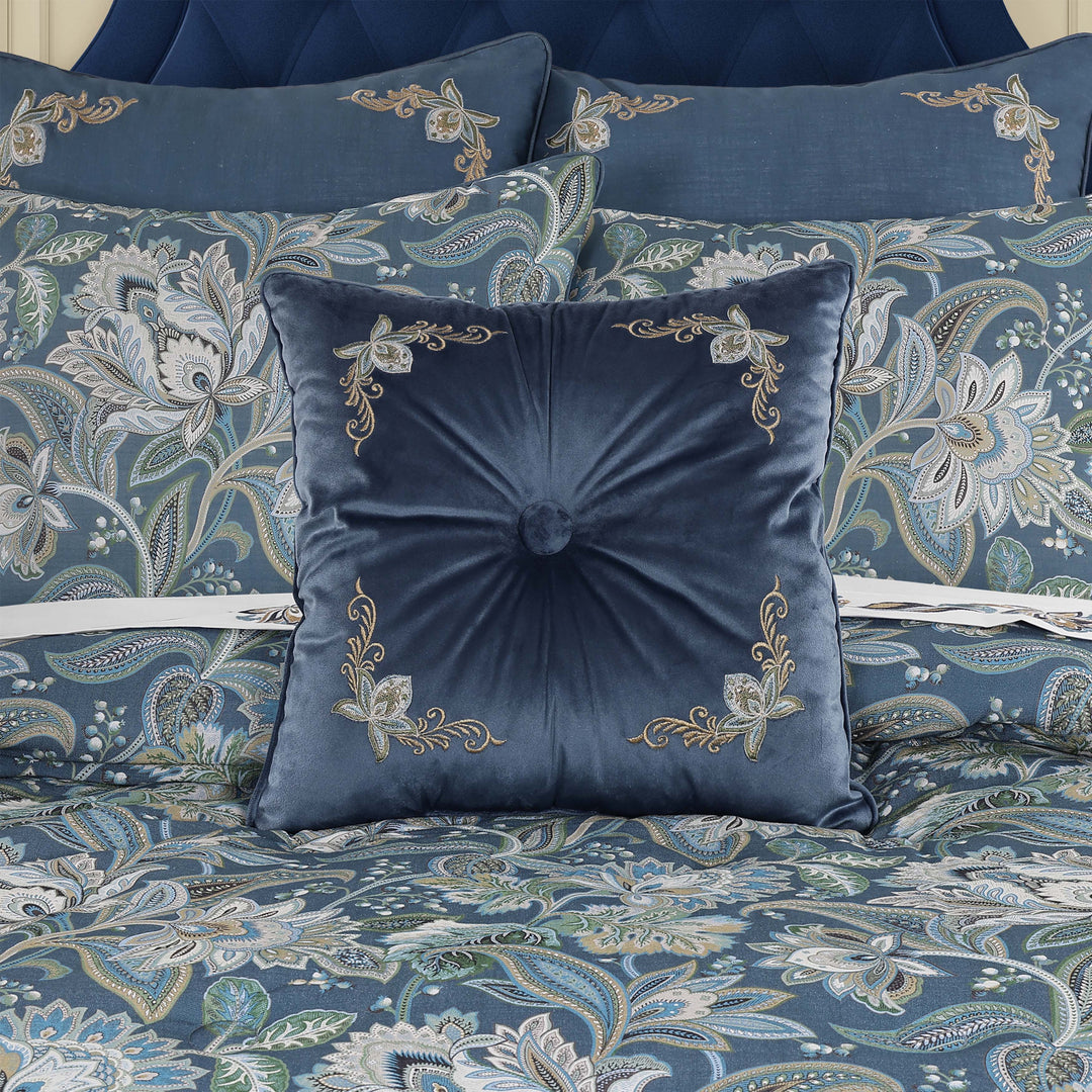 Michaela Prussian Navy Square Decorative Throw Pillow 18" x 18" Throw Pillows By J. Queen New York