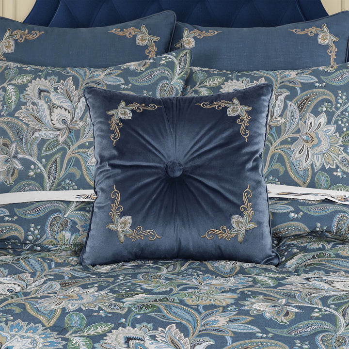 Michaela Prussian Navy Square Decorative Throw Pillow 18" x 18" Throw Pillows By J. Queen New York