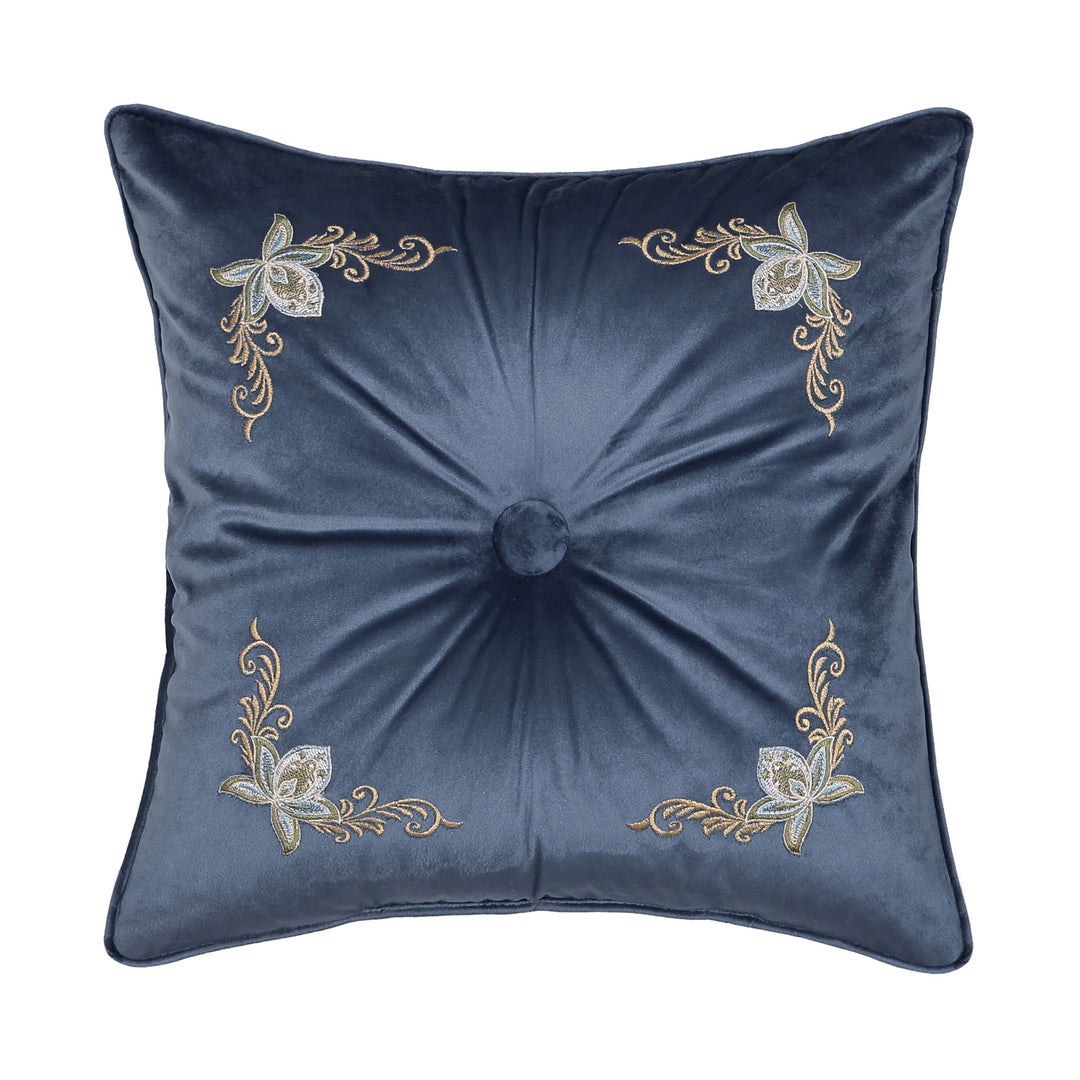 Michaela Prussian Navy Square Decorative Throw Pillow 18" x 18" Throw Pillows By J. Queen New York