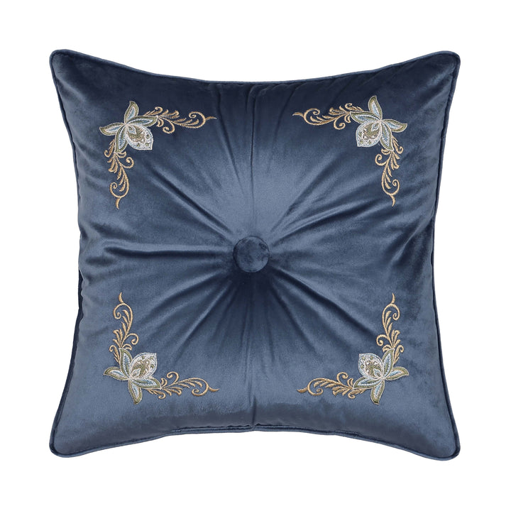 Michaela Prussian Navy Square Decorative Throw Pillow 18" x 18" Throw Pillows By J. Queen New York