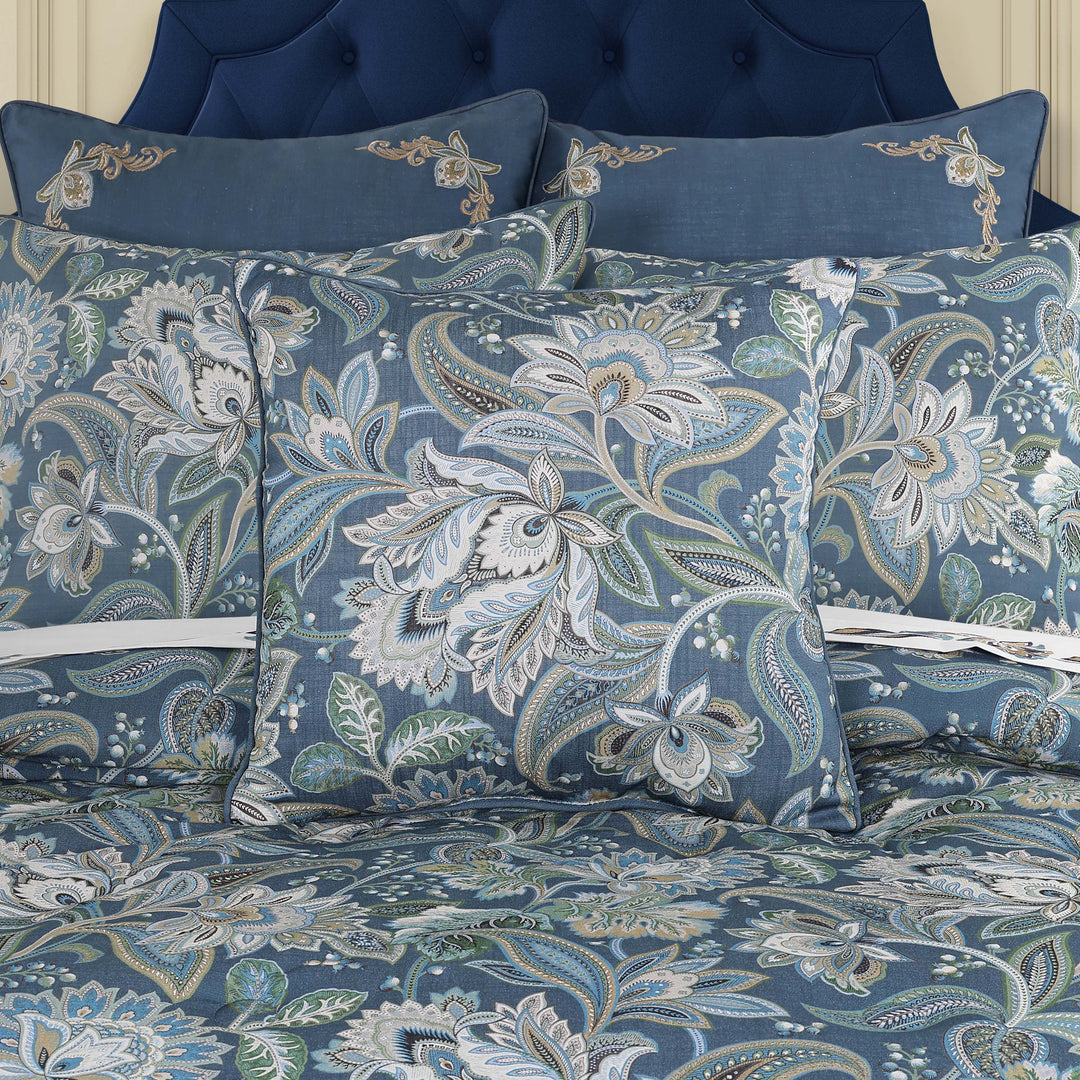 Michaela Prussian Navy Square Decorative Throw Pillow 20" x 20" Throw Pillows By J. Queen New York