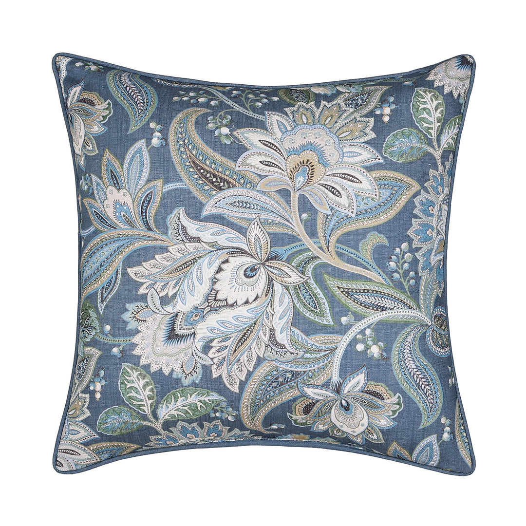 Michaela Prussian Navy Square Decorative Throw Pillow 20" x 20" Throw Pillows By J. Queen New York