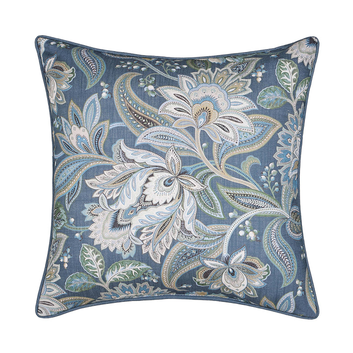 Michaela Prussian Navy Square Decorative Throw Pillow 20" x 20" Throw Pillows By J. Queen New York