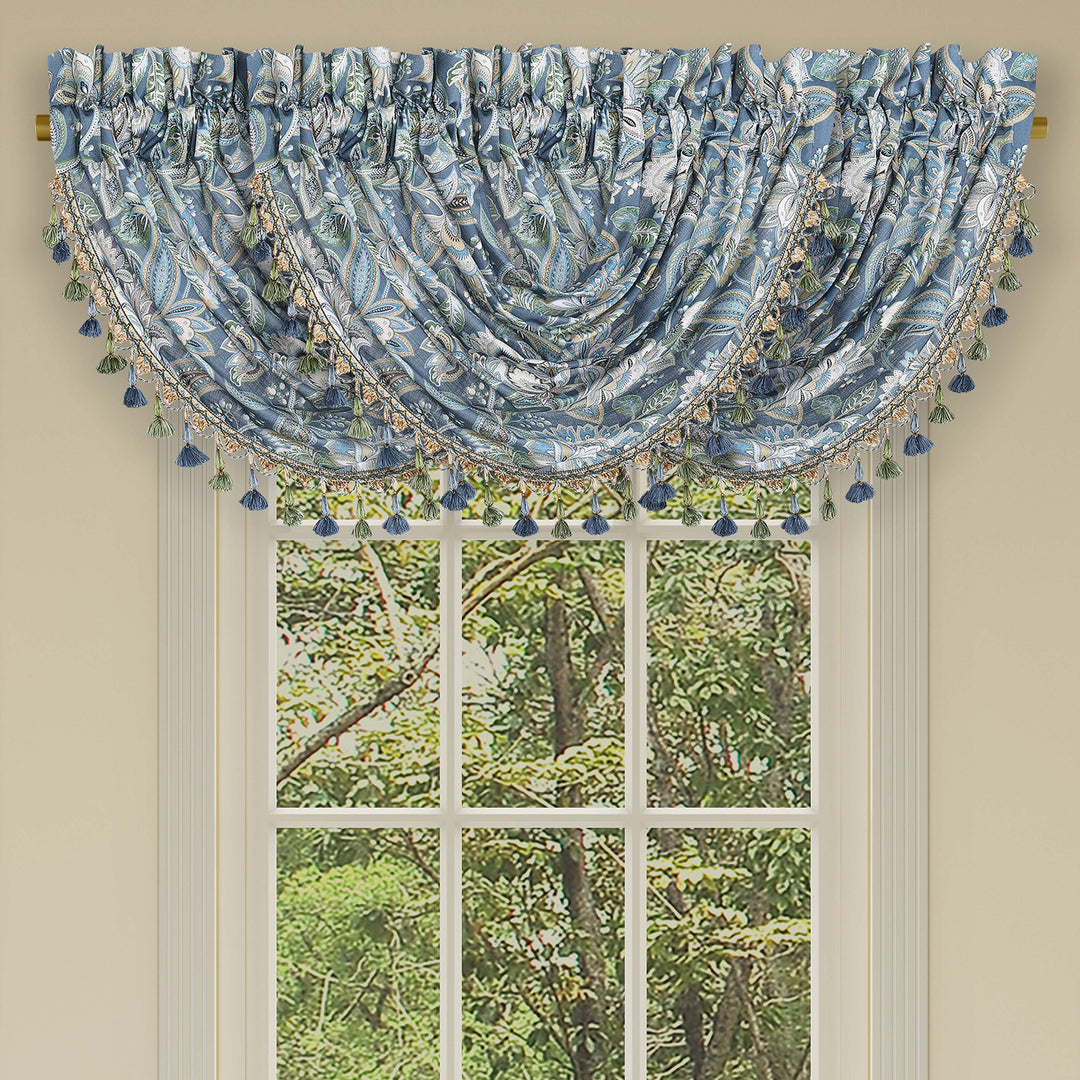 Michaela Prussian Navy Waterfall Window Valance Window Valances By J. Queen New York