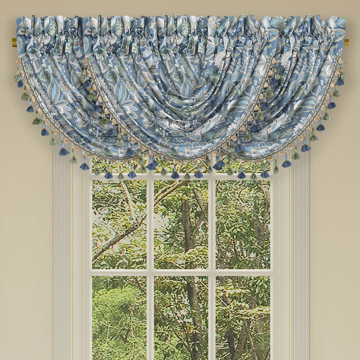 Michaela Prussian Navy Waterfall Window Valance Window Valances By J. Queen New York