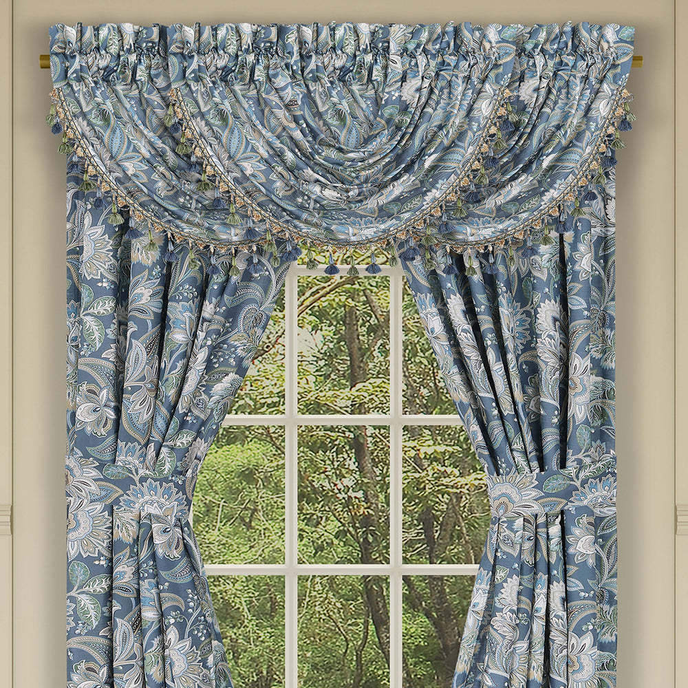 Michaela Prussian Navy Waterfall Window Valance Window Valances By J. Queen New York