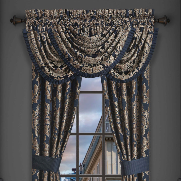 Monte Carlo Navy Waterfall Window Valance Window Valances By J. Queen New York