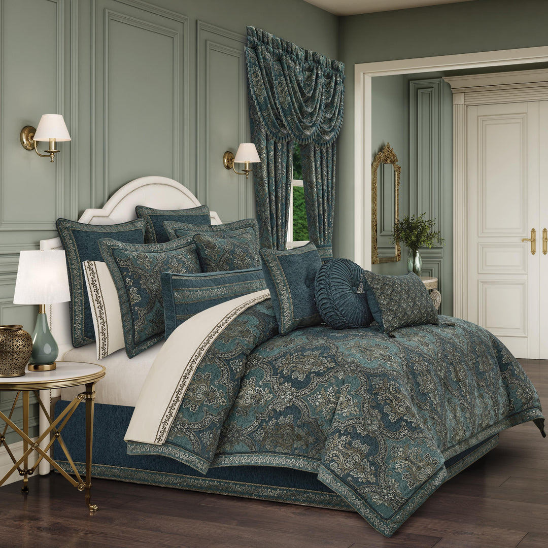 Nancy Teal 4 Piece Comforter Set Comforter Sets By J. Queen New York