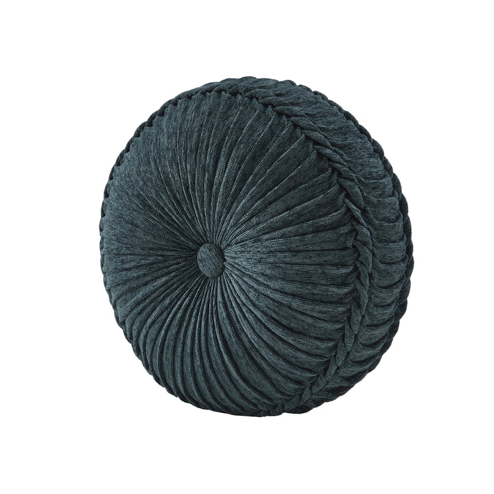 Nancy Teal Round Decorative Throw Pillow 15" x 15" Throw Pillows By J. Queen New York