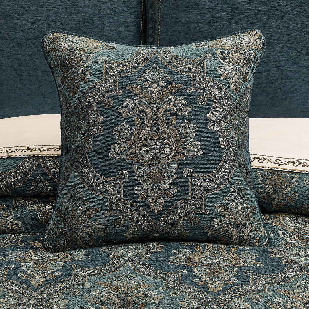 Nancy Teal Square Decorative Throw Pillow 20" x 20" Throw Pillows By J. Queen New York