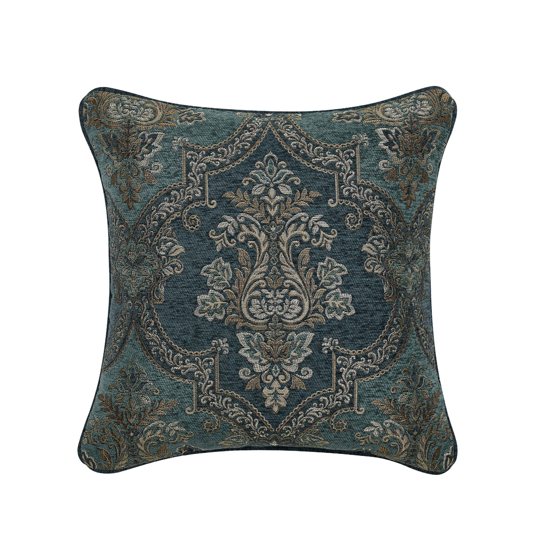 Nancy Teal Square Decorative Throw Pillow 20" x 20" Throw Pillows By J. Queen New York