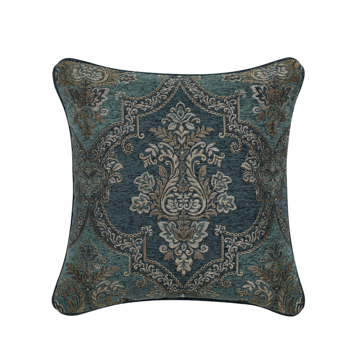 Nancy Teal Square Decorative Throw Pillow 20" x 20" Throw Pillows By J. Queen New York