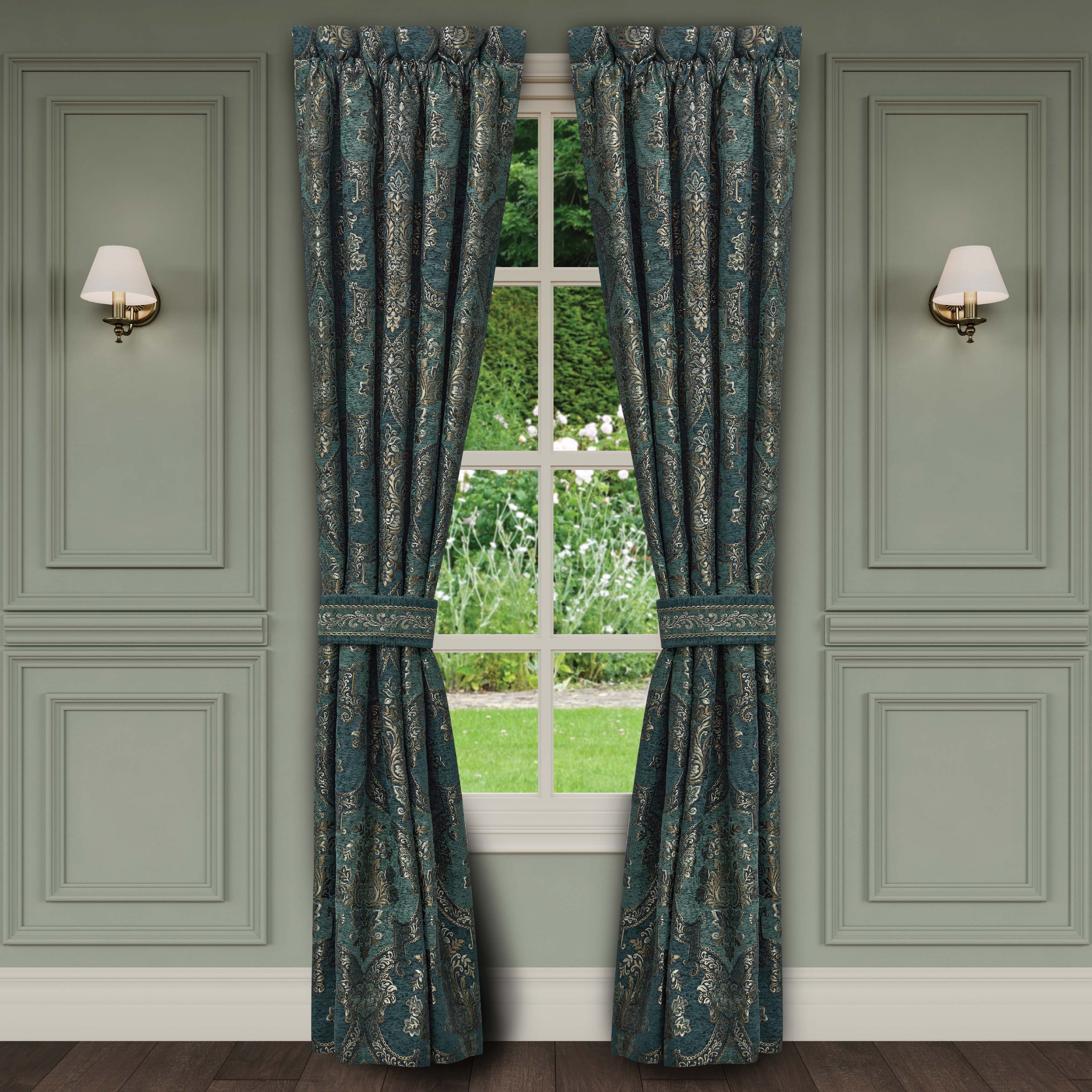 Nancy Teal Window Panel Pair