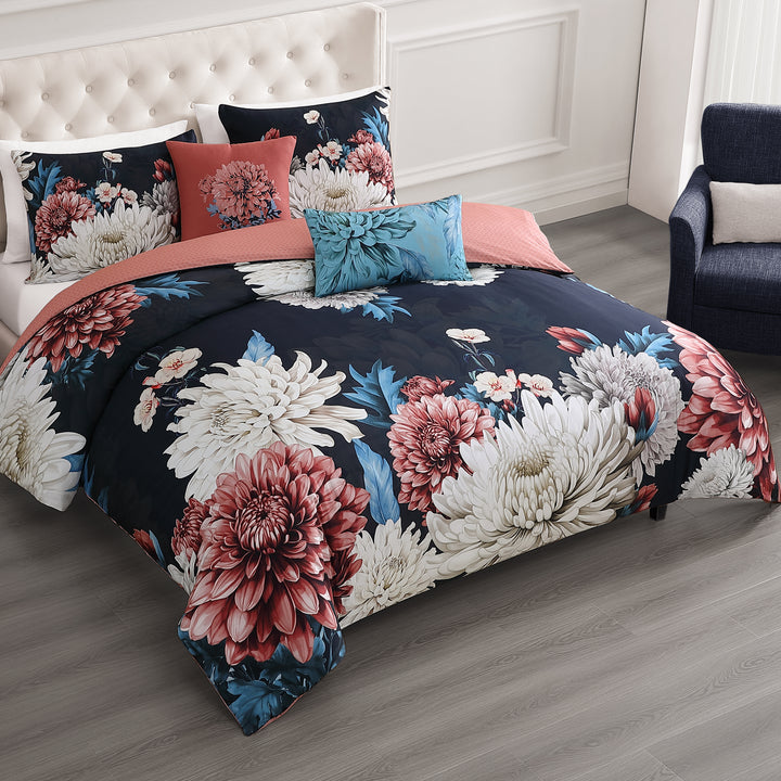 Bebejan Navy Mums 5 Piece Reversible Comforter Set Comforter Sets By Bebejan®