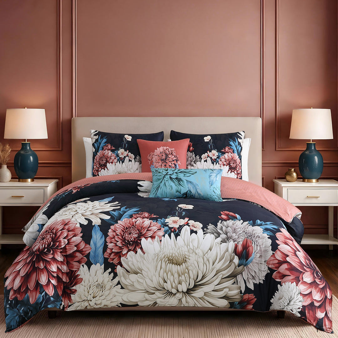 Bebejan Navy Mums 5 Piece Reversible Comforter Set Comforter Sets By Bebejan®