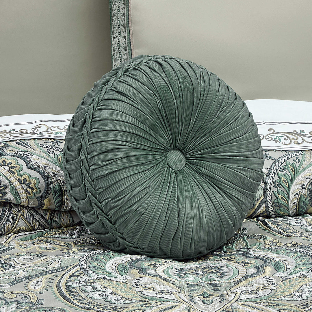 Nico Spa Tufted Round Decorative Throw Pillow 15" x 15" Throw Pillows By J. Queen New York