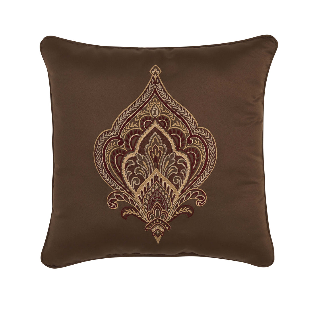 Odette Chocolate Square Decorative Throw Pillow 18" x 18" Throw Pillows By J. Queen New York