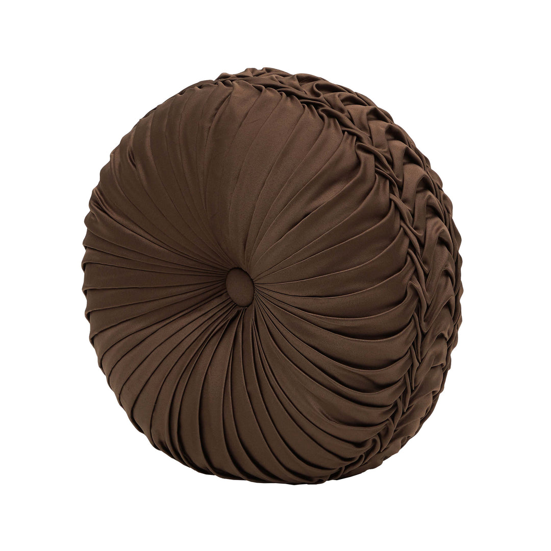 Odette Chocolate Tufted Round Decorative Throw Pillow 15" x 15" Throw Pillows By J. Queen New York