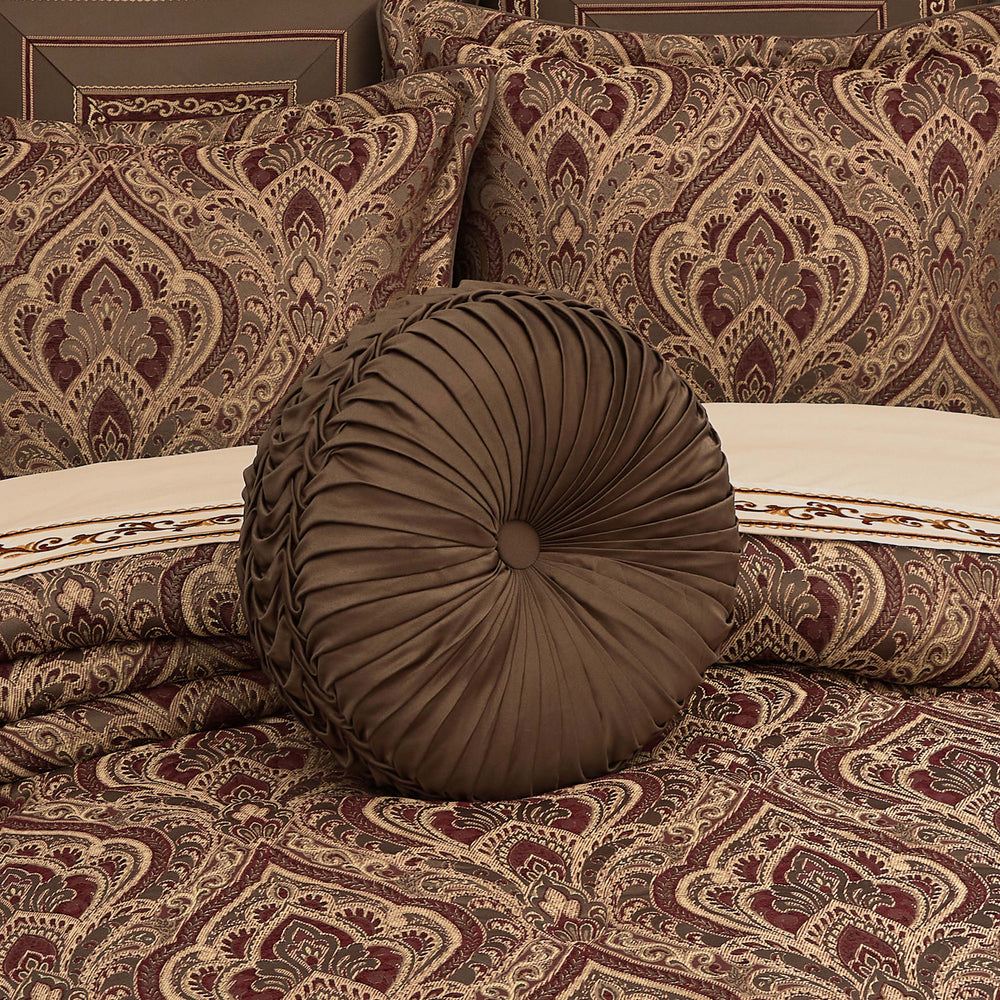 Odette Chocolate Tufted Round Decorative Throw Pillow 15" x 15" Throw Pillows By J. Queen New York