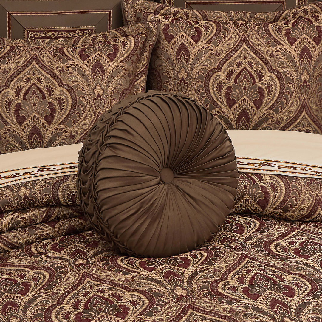 Odette Chocolate Tufted Round Decorative Throw Pillow 15" x 15" Throw Pillows By J. Queen New York