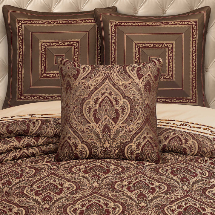 Odette Crimson Square Decorative Throw Pillow 20" x 20" Throw Pillows By J. Queen New York