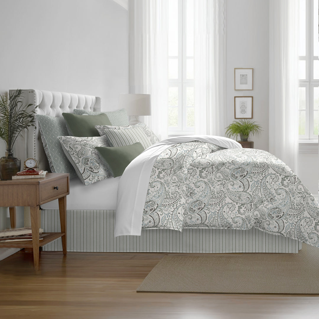 Paisley Seafoam 8 Piece Comforter Set Comforter Sets By Colcha Linens