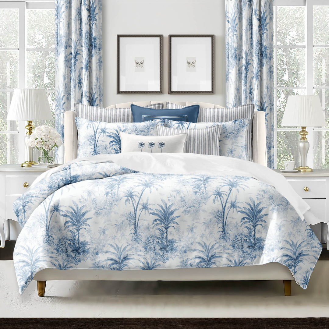 Palmora Toile Denim 8 Piece Comforter Set Comforter Sets By Colcha Linens