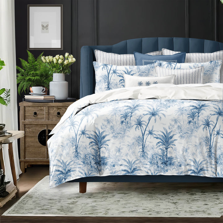 Palmora Toile Denim 8 Piece Duvet Cover Set Duvet Covers By Colcha Linens