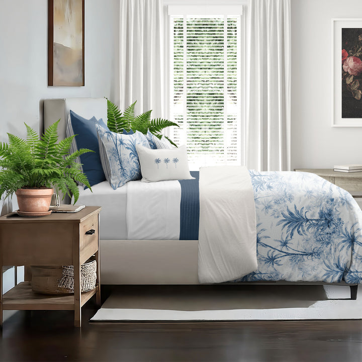 Palmora Toile Denim 8 Piece Comforter Set Comforter Sets By Colcha Linens