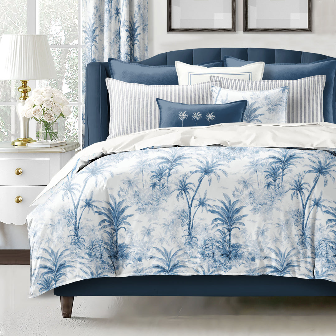 Palmora Toile Denim 8 Piece Comforter Set Comforter Sets By Colcha Linens