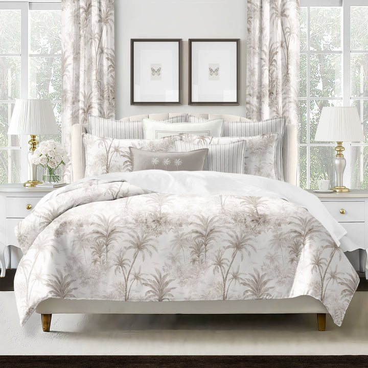Palmora Toile Mushroom 8 Piece Duvet Cover Set Duvet Covers By Colcha Linens