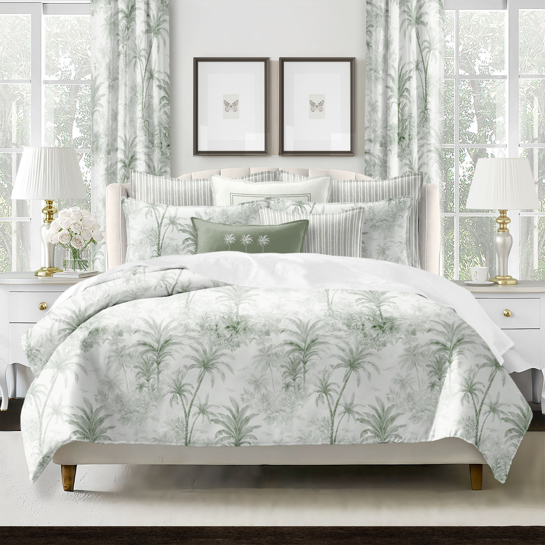 Palmora Toile Sweet Grass 8 Piece Duvet Cover Set Duvet Covers By Colcha Linens