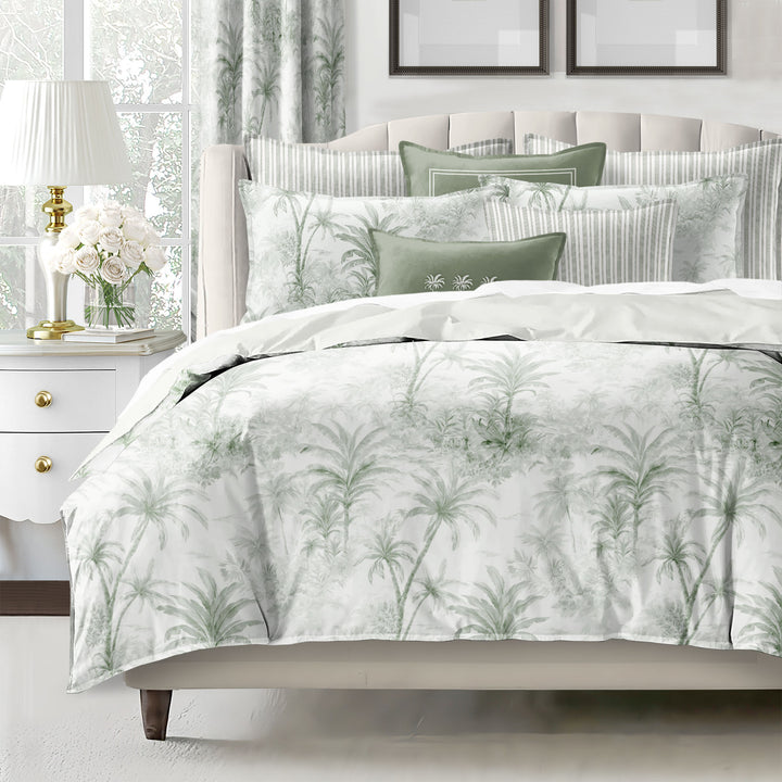 Palmora Toile Sweet Grass 8 Piece Duvet Cover Set Duvet Covers By Colcha Linens