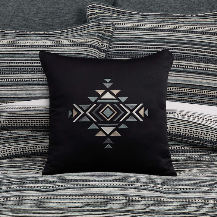 Parallel Black Embellished Square Decorative Throw Pillow 18" x 18" Throw Pillows By J. Queen New York
