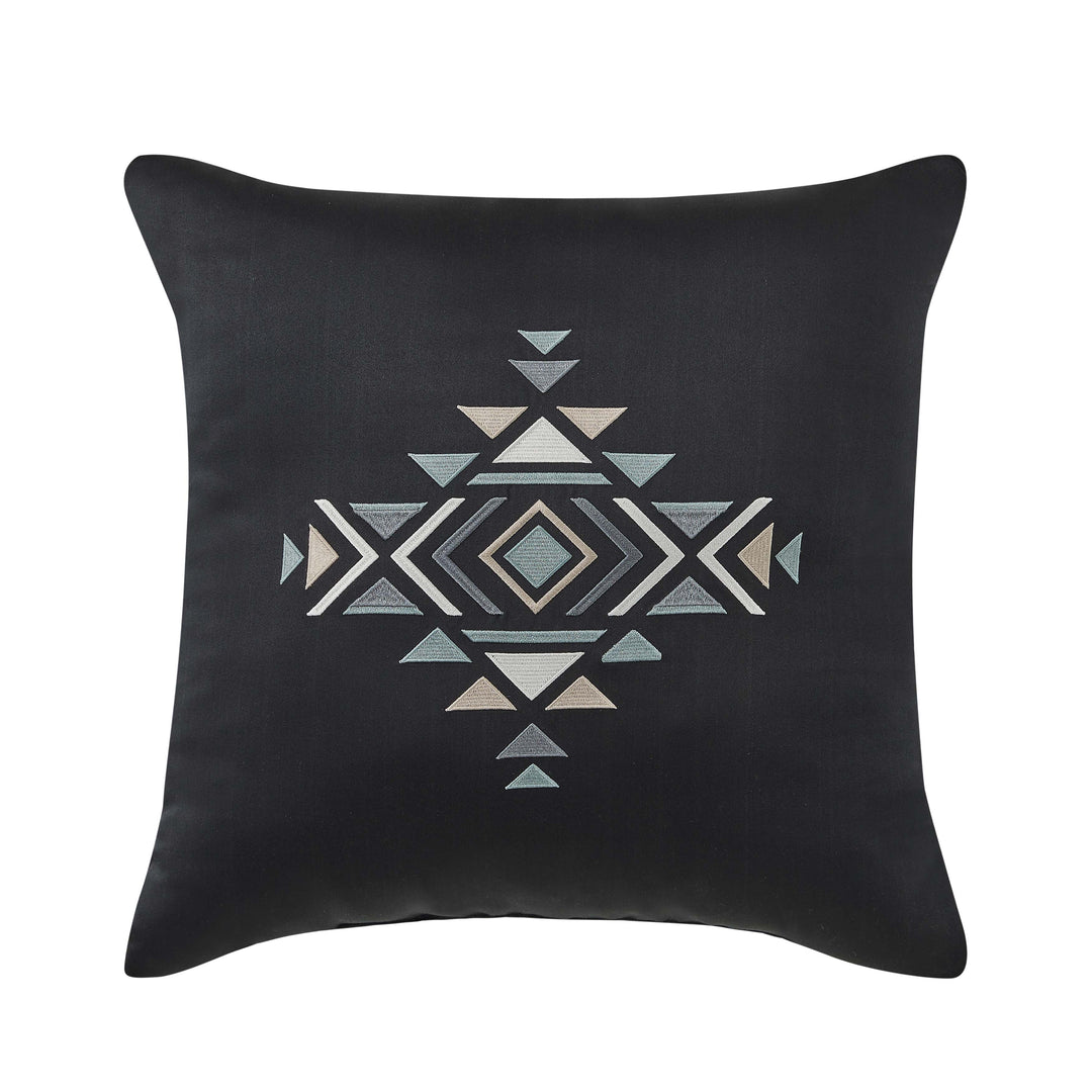 Parallel Black Embellished Square Decorative Throw Pillow 18" x 18" Throw Pillows By J. Queen New York