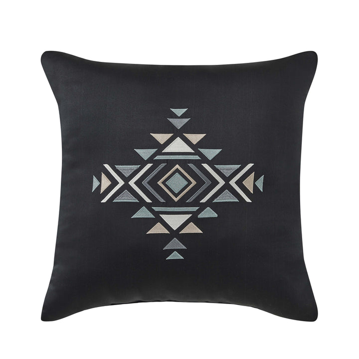 Parallel Black Embellished Square Decorative Throw Pillow 18" x 18" Throw Pillows By J. Queen New York